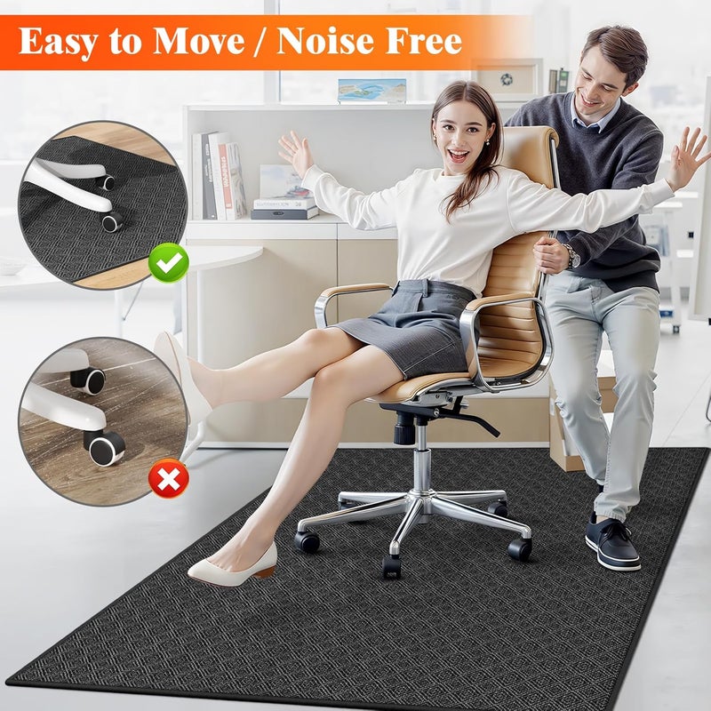 KMAT Office Chair Mat, 46x60in Heavy Duty Hardwood/Tile Floor Protector, Floor Mat Computer Desk Mat for Rolling Chairs, Work, Study, Office, Black - Image 5